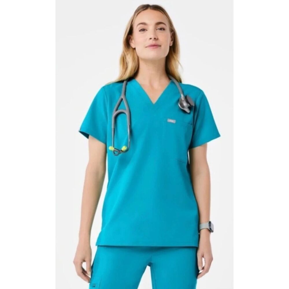 Figs Teal Scrub Top